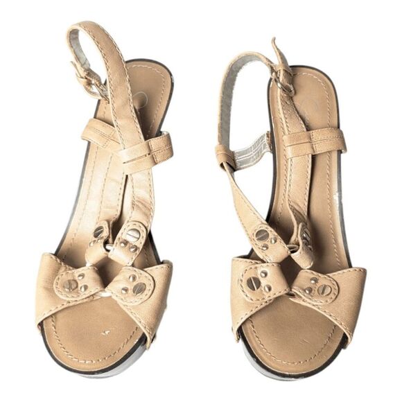 NWD JESSICA SIMPSON Gody Tan Leather Platform Sandals Size 8.5 - Picture 4 of 7